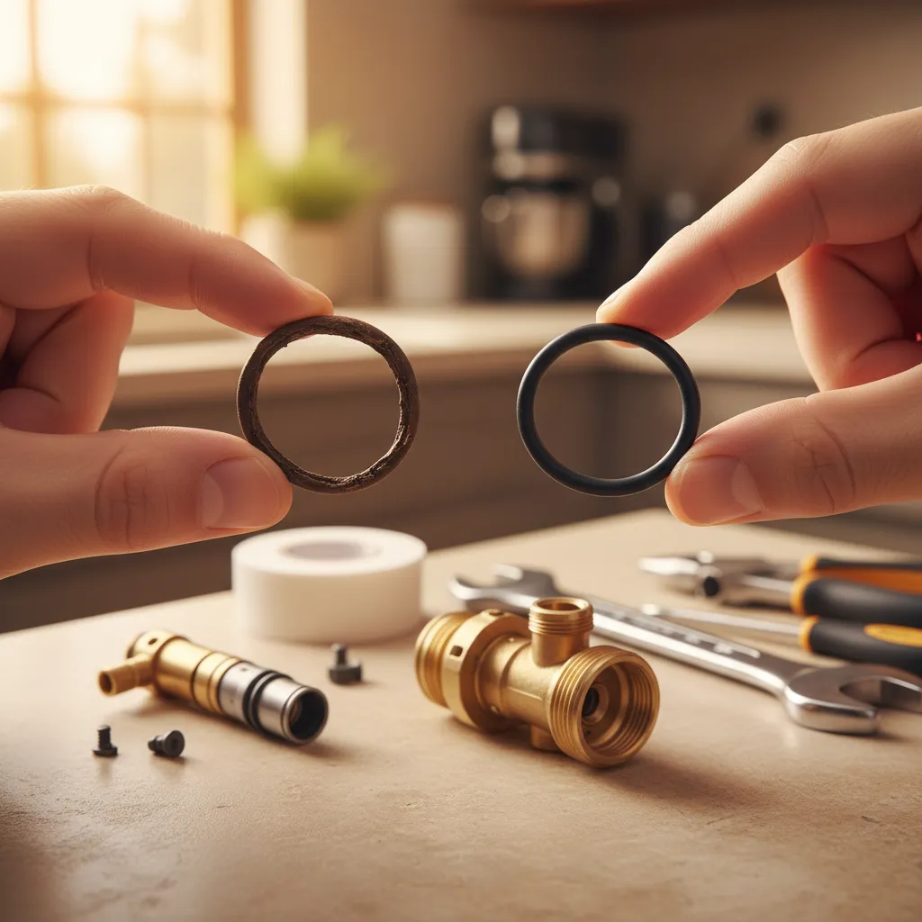 Il confronto tra una guarnizione consumata e una nuova: la differenza è evidente a occhio nudo