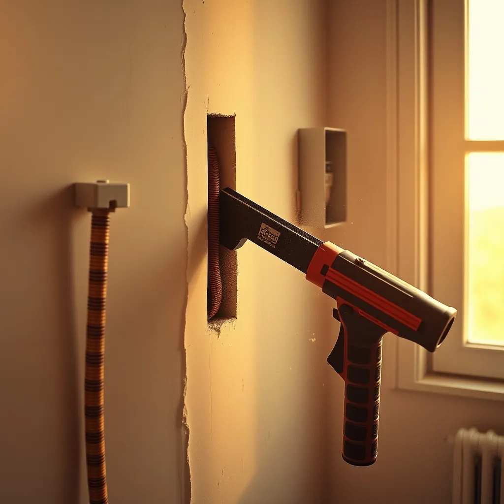 Realizzazione delle tracce verticali nel muro per la posa dei corrugati elettrici
