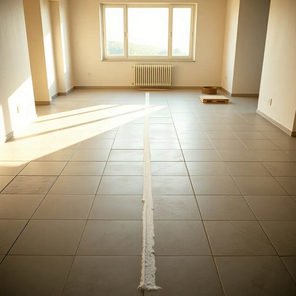 Tracciatura delle linee guida dal centro della stanza con filo a battuta