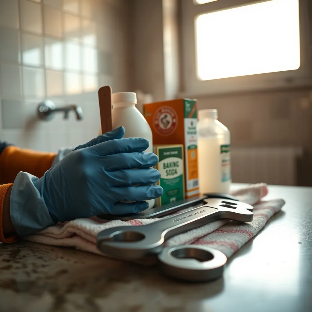 Guanti, ventosa, bicarbonato e aceto: gli strumenti base per sturare un lavandino