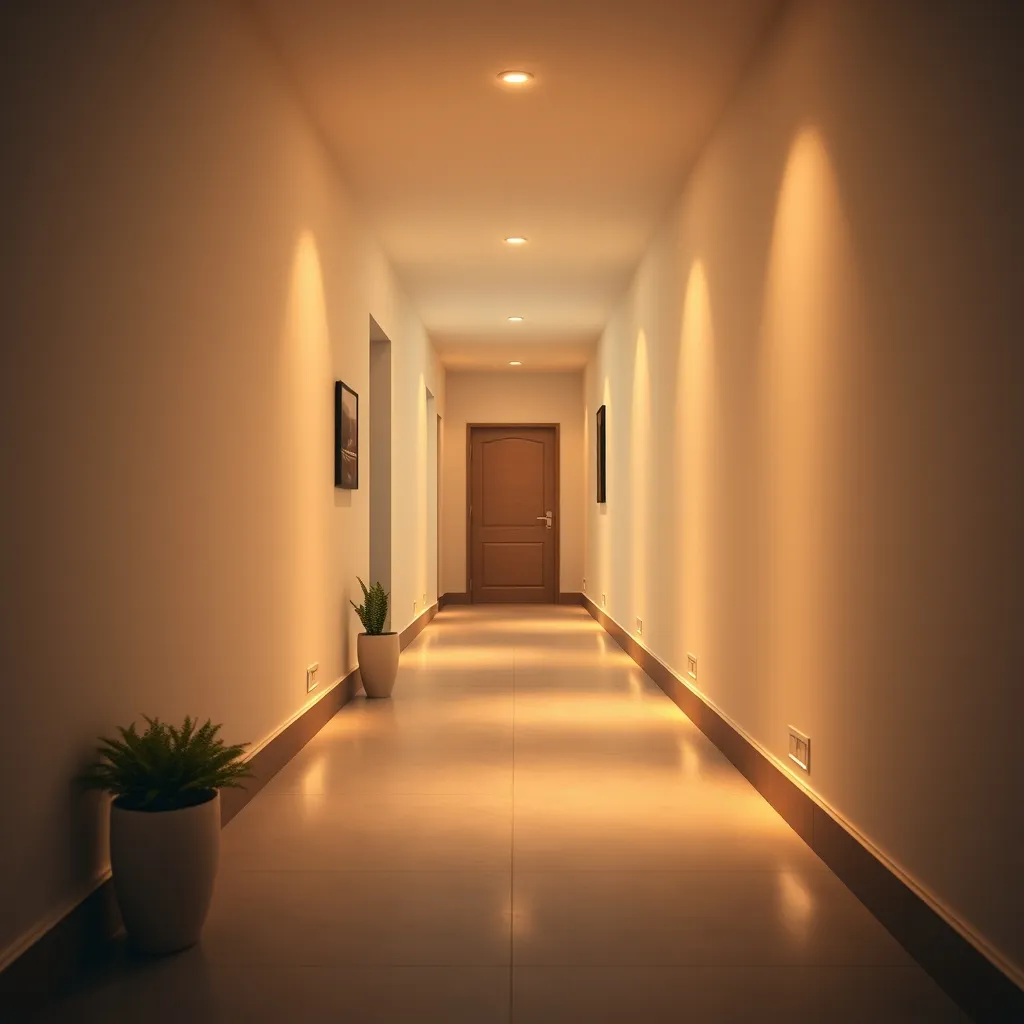 Corridoio con segnapasso LED e faretti a incasso: sicurezza e atmosfera anche negli spazi di passaggio