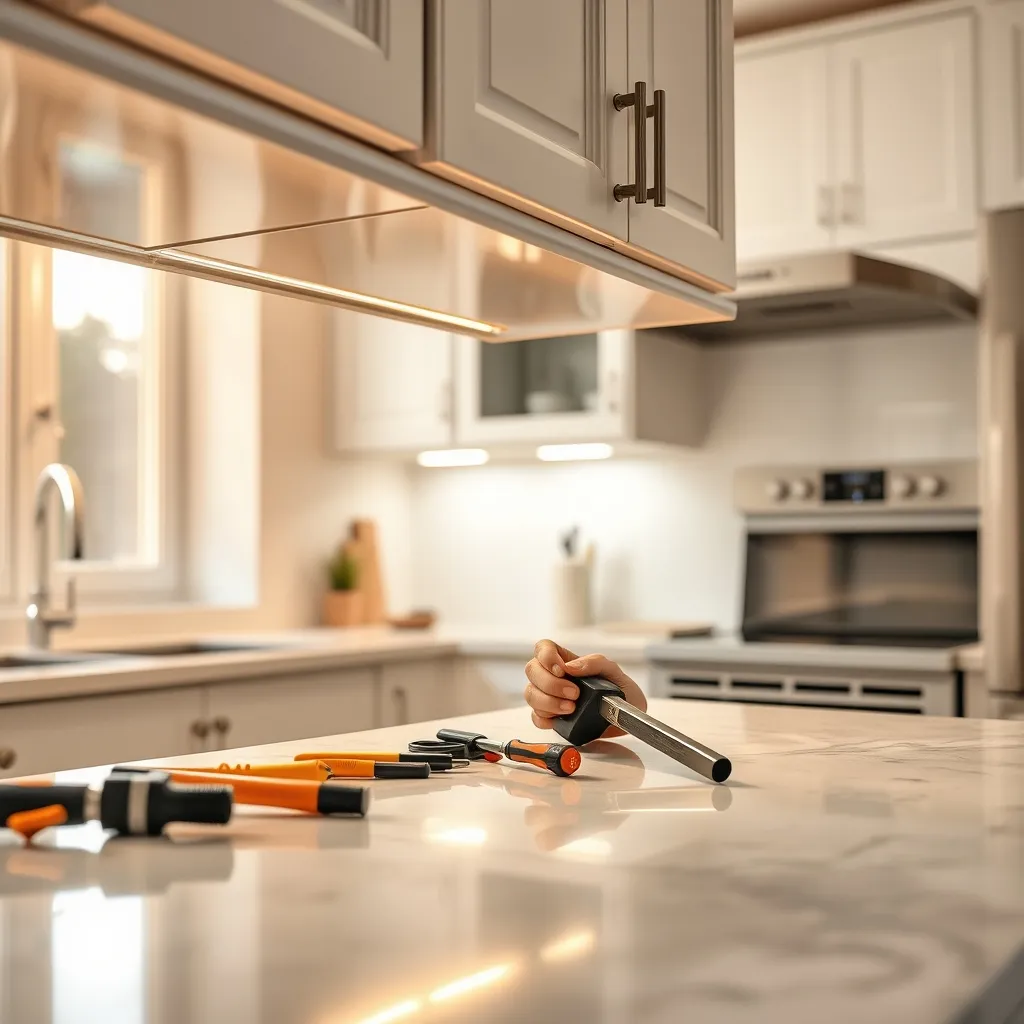 Installazione di una striscia LED sotto i pensili della cucina per illuminazione funzionale