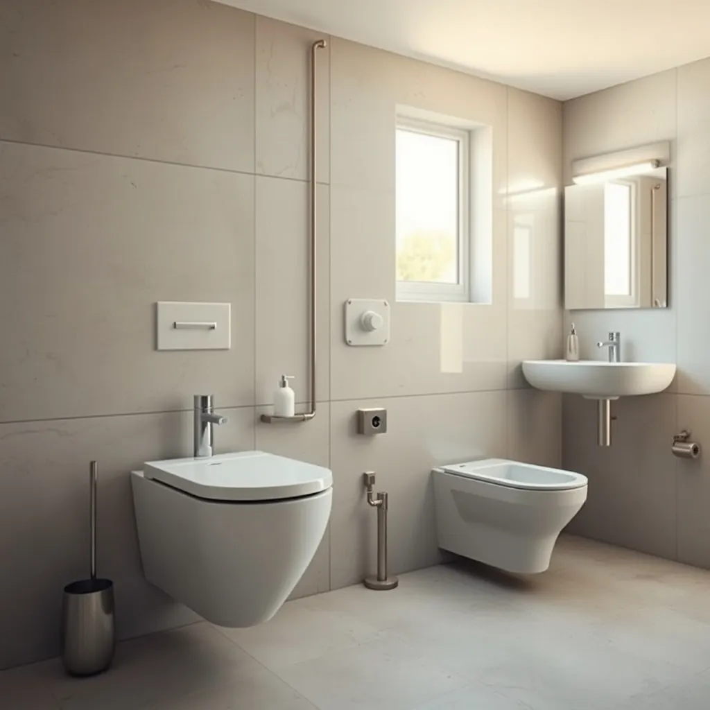 Rifacimento completo di un bagno con sanitari sospesi e nuovo impianto idraulico a parete