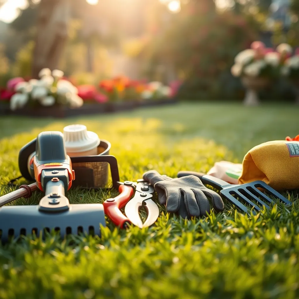 Attrezzature professionali utilizzate da un'impresa di giardinaggio qualificata