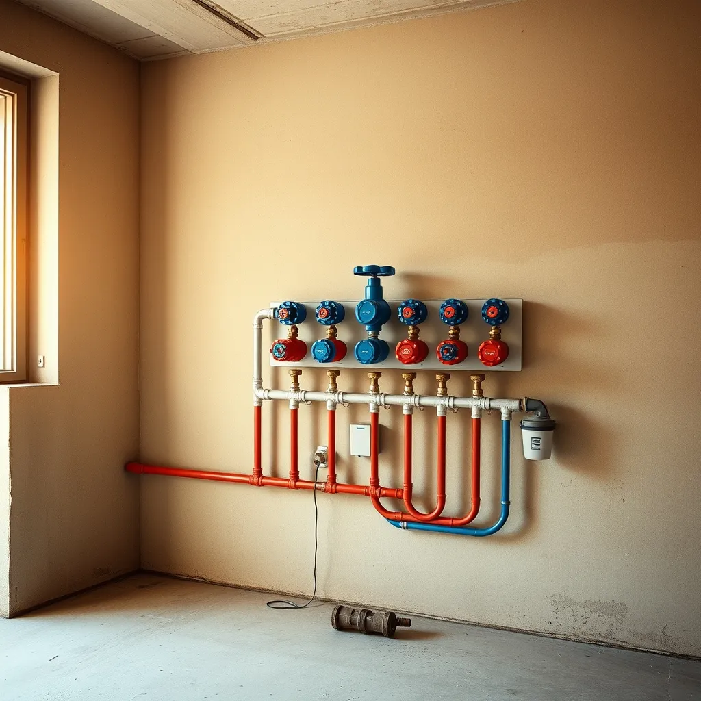 Collettore di distribuzione con valvole dedicate per ogni punto acqua dell'appartamento