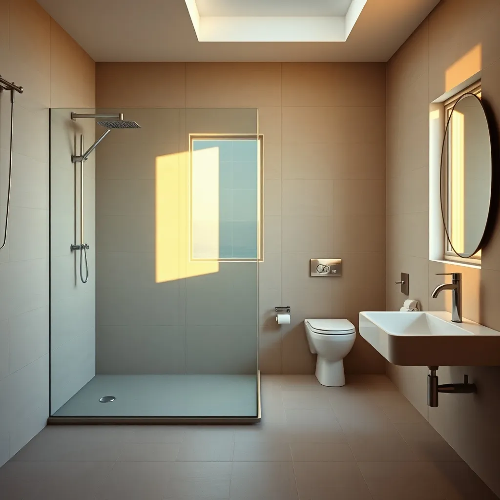 Un bagno completamente ristrutturato con doccia walk-in e finiture moderne