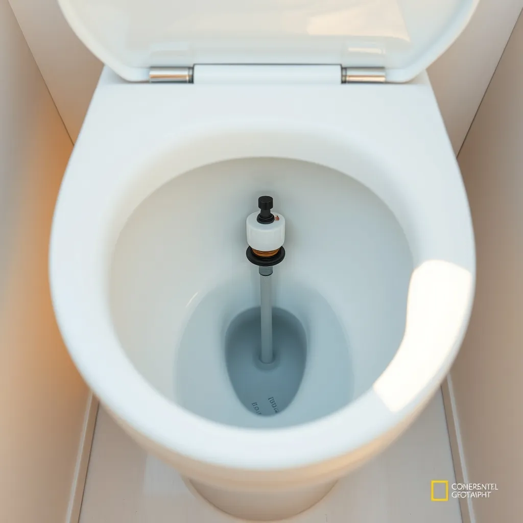 Il nuovo galleggiante a bicchiere installato con il livello dell'acqua regolato correttamente