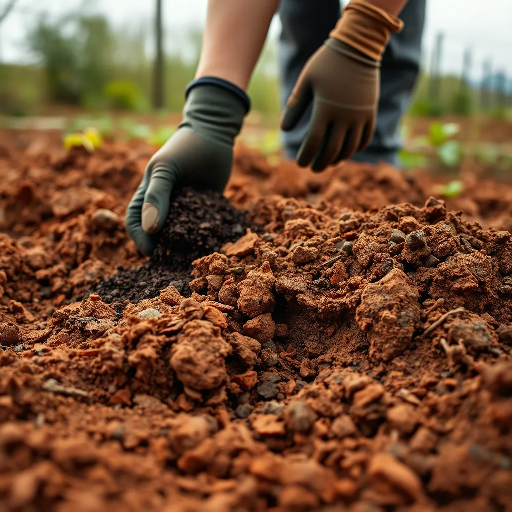 Preparazione del terreno argilloso veneto con compost maturo per migliorare il drenaggio