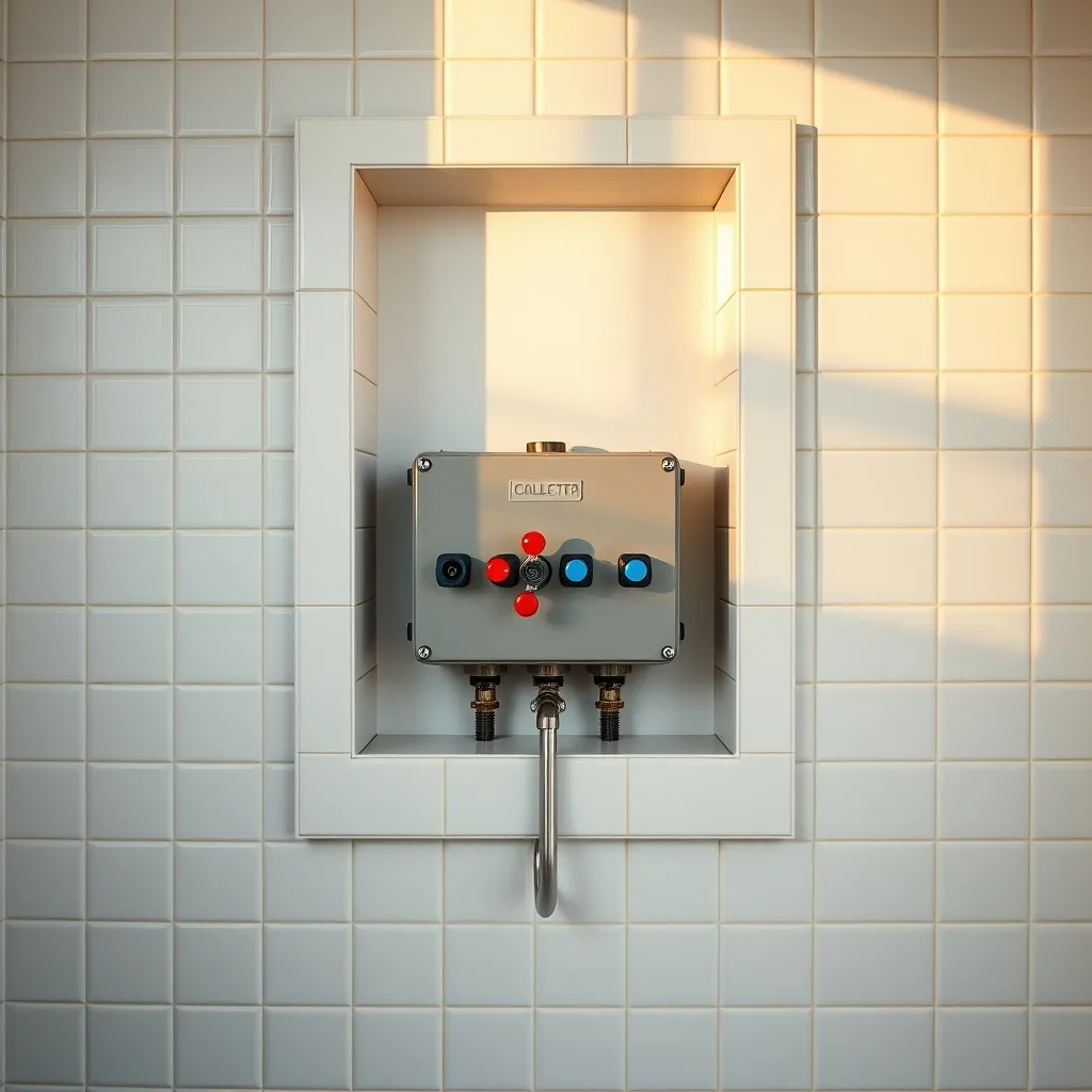 Cassetta collettore con valvole di intercettazione installata nel bagno