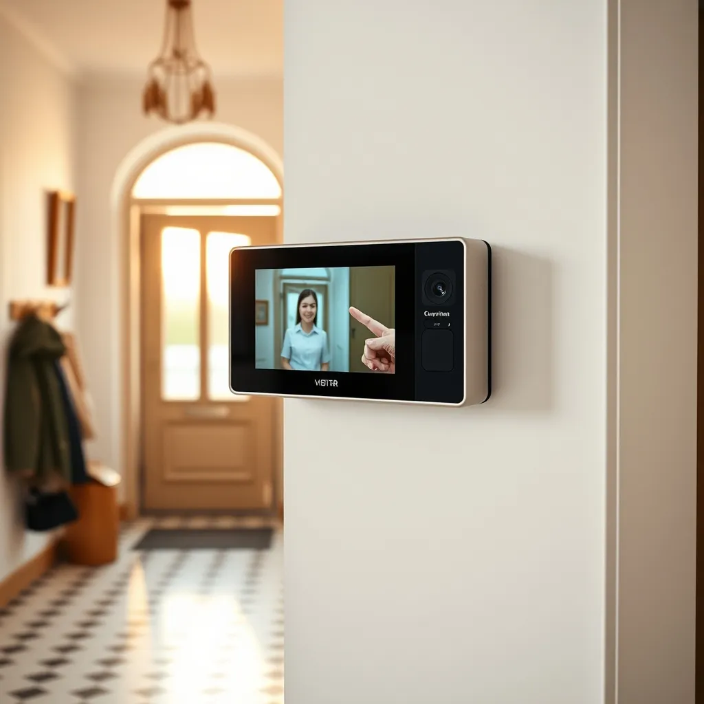 Collaudo del monitor interno con immagine del visitatore sullo schermo
