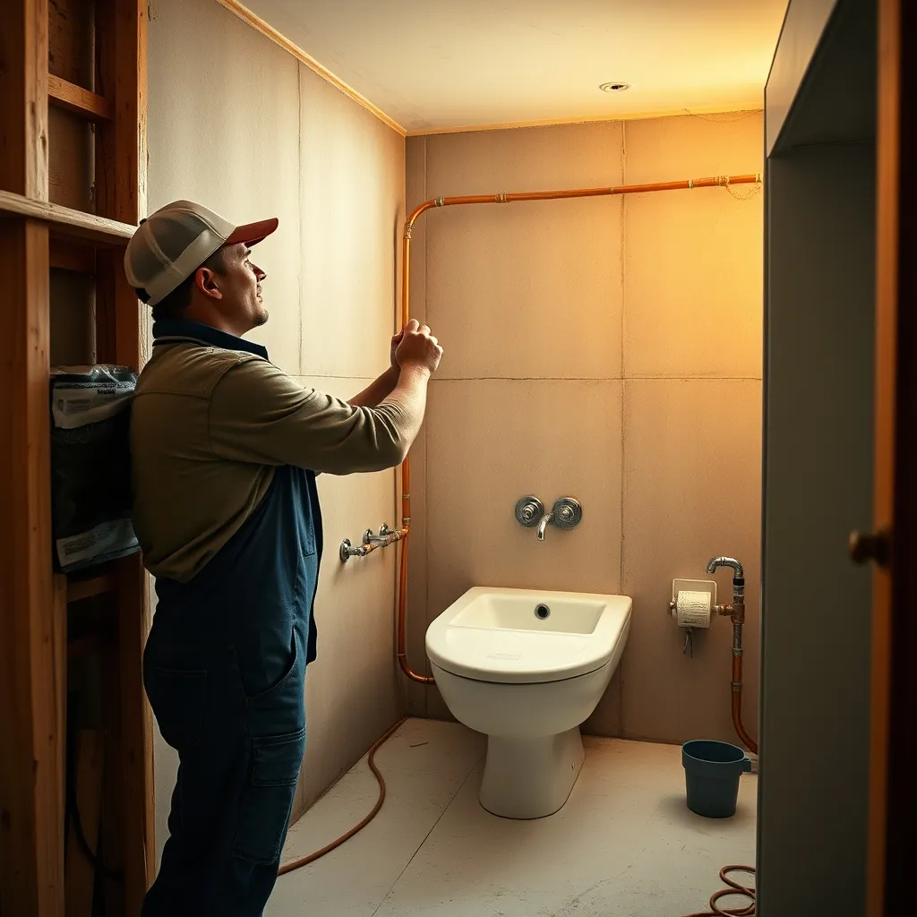 Fase di rifacimento dell'impianto idraulico e impermeabilizzazione durante la ristrutturazione di un bagno