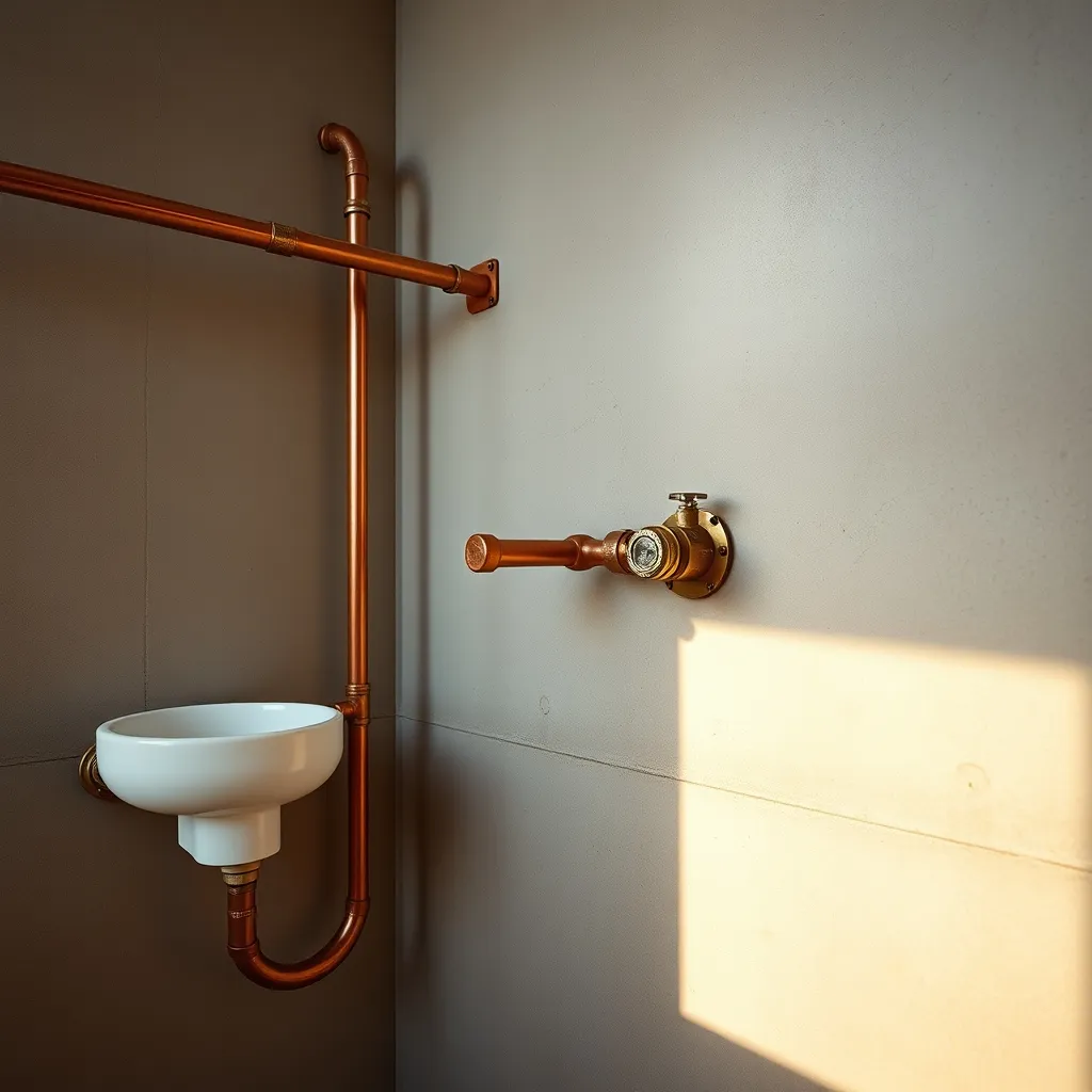 Nuove tubazioni in rame e PVC installate nelle tracce del bagno in fase di ristrutturazione