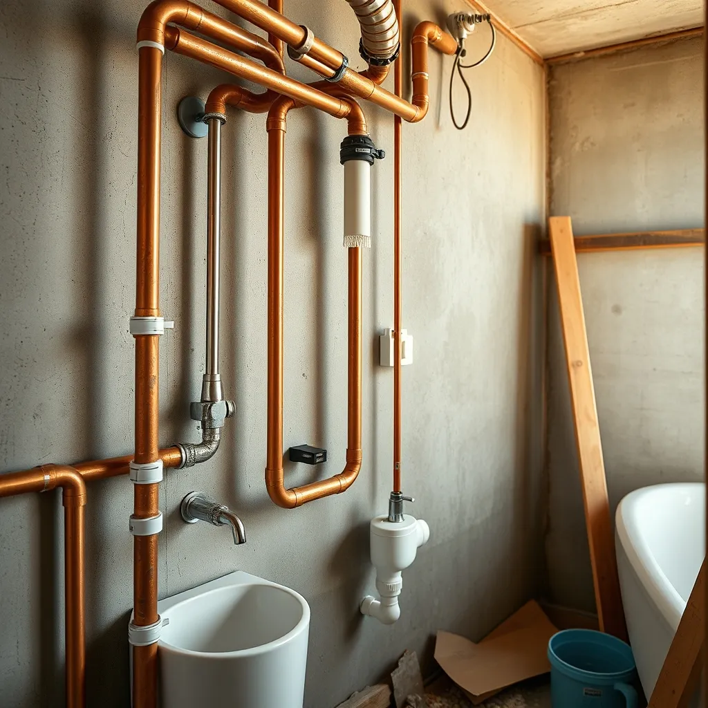 Rifacimento dell'impianto idraulico con tubazioni in multistrato durante la ristrutturazione del bagno