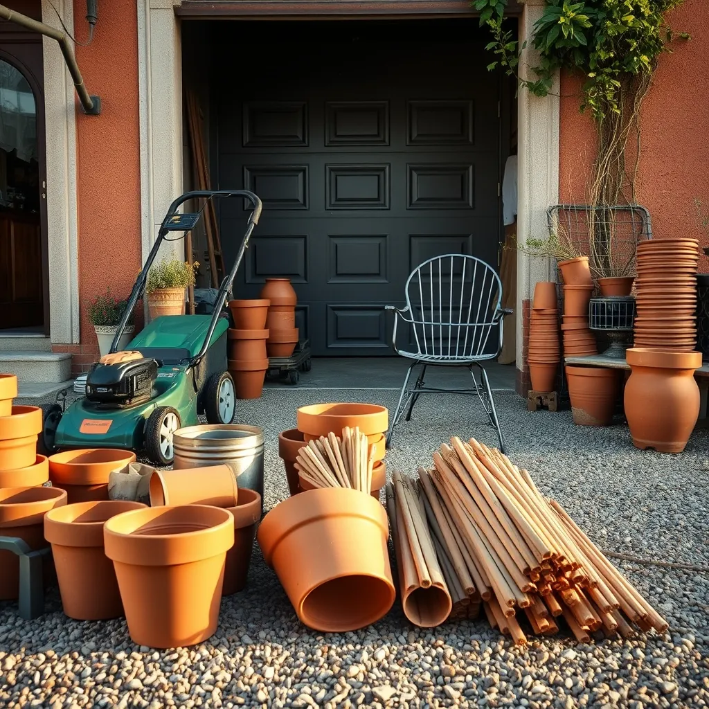 Materiale da giardino pronto per il ritiro gratuito davanti a un'abitazione veneta