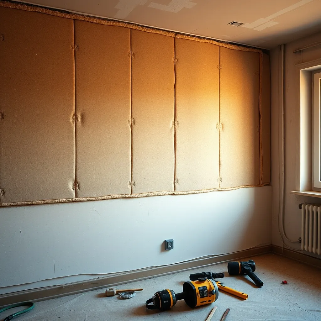 Installazione di un cappotto termico interno con lana minerale e controparete in cartongesso