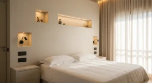 10 idee di pareti particolari dietro la testata in cartongesso per la camera da letto