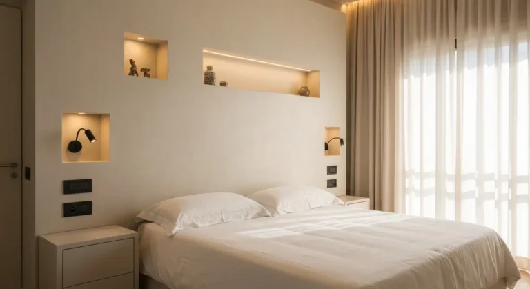 10 idee di pareti particolari dietro la testata in cartongesso per la camera da letto