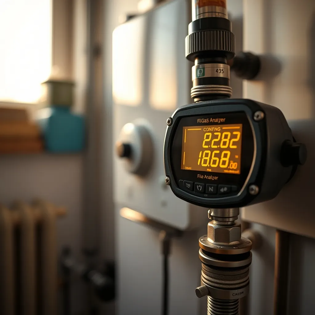 L'analizzatore di combustione misura i valori dei fumi durante il controllo di efficienza energetica