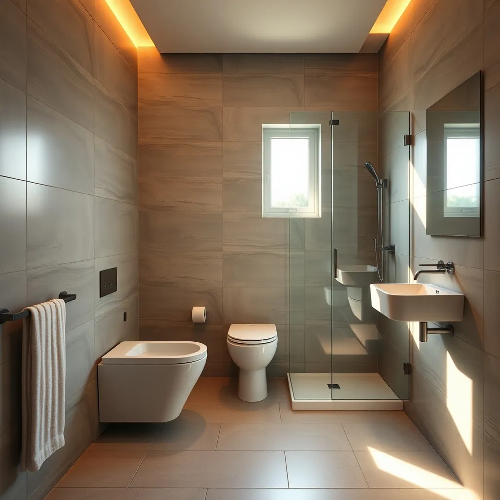 Bagno completamente ristrutturato con sanitari sospesi e doccia walk-in