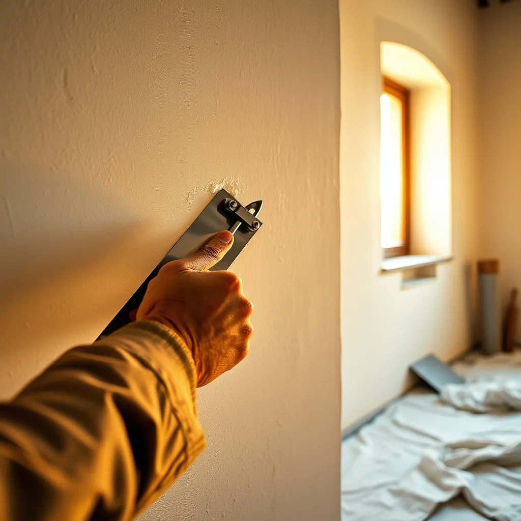 Applicazione dello stucco veneziano con movimenti incrociati della spatola