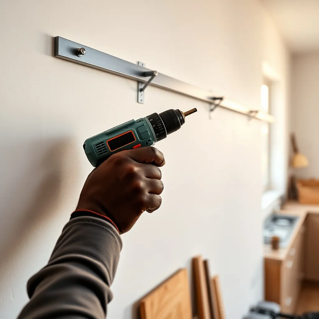 L'installazione di un sistema a binario a cremagliera per distribuire il carico su più punti della parete in cartongesso