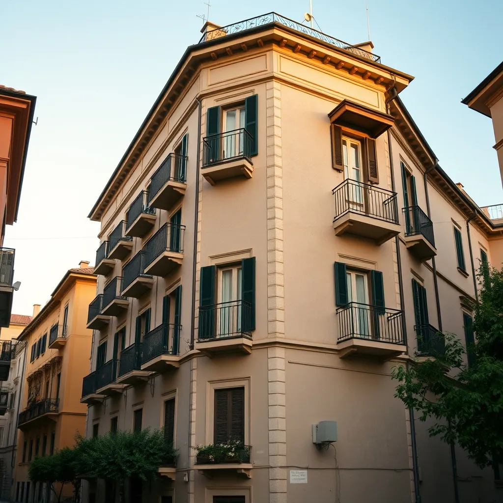 Facciata di un condominio residenziale tipico delle città italiane come Bologna