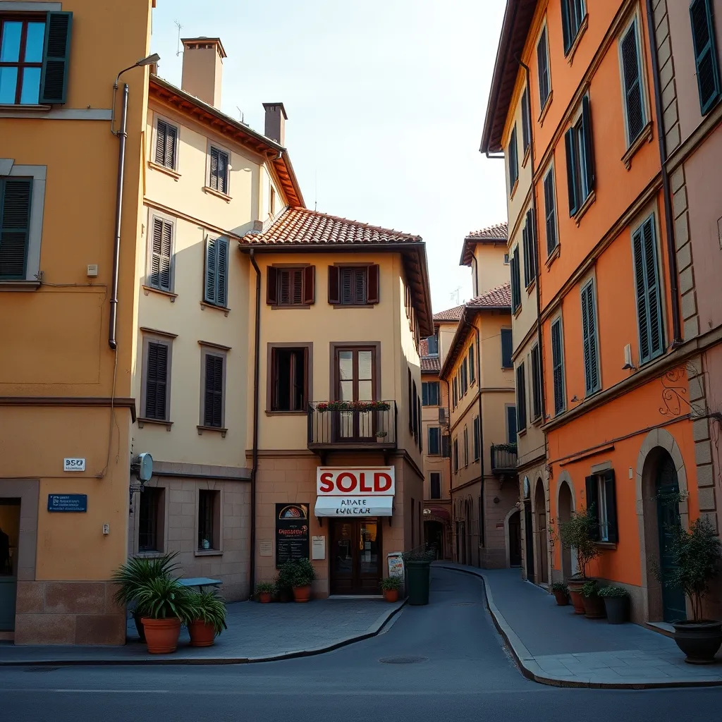 Palazzo residenziale a Bologna con cartello venduto, tipica prima casa italiana