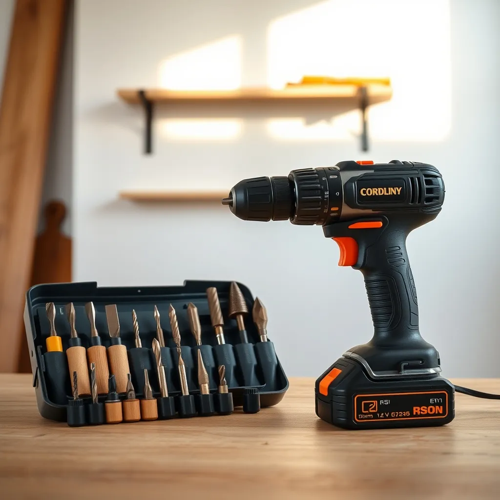 Trapano avvitatore a batteria 12 V con set di punte miste per muro, legno e metallo