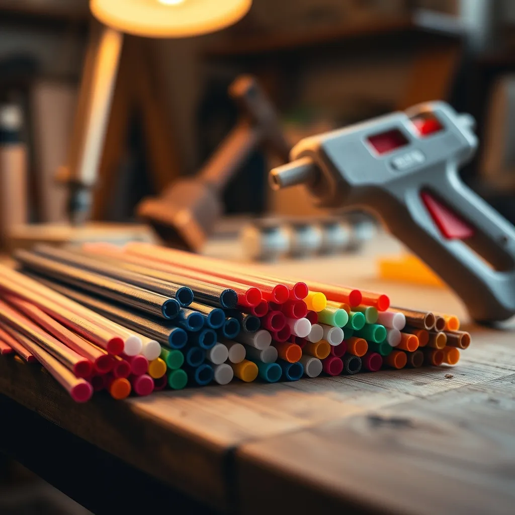Stick di colla a caldo in diversi diametri e colori pronti per l'uso