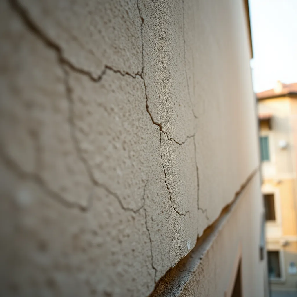 Dettaglio della superficie fibrosa del fibrocemento deteriorato: i segni visivi che devono far sorgere il sospetto
