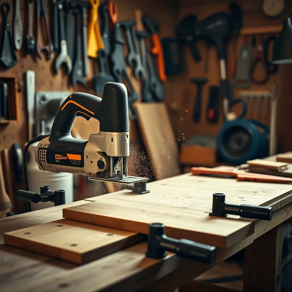 Il seghetto alternativo segue una linea curva su una tavola di legno massello