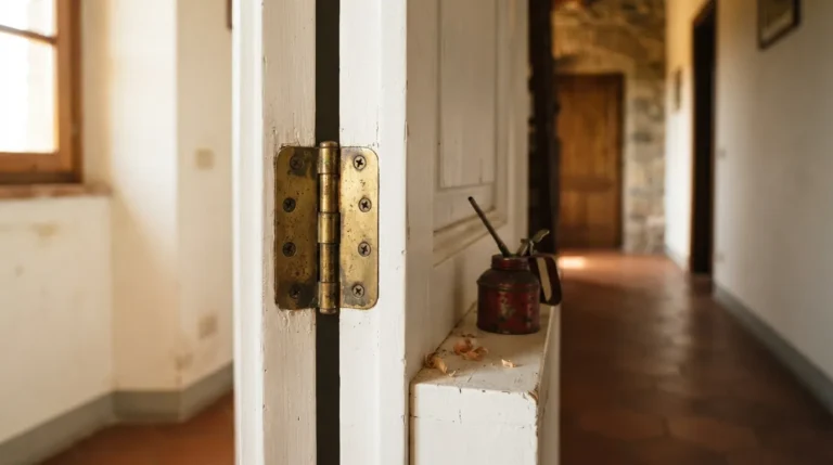 Porta che cigola o non chiude più: cardini, assestamento e registro